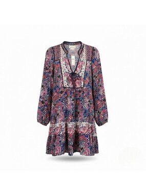 By Anthropologie Womens Multicolor 100% Viscose Printed Long Sleeve Mini Dress S